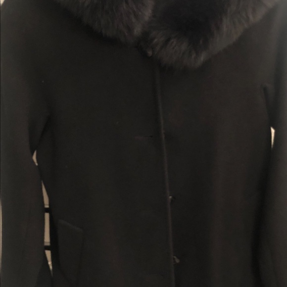 Ellen Tracy Black Wo Coat with Fur Collar - Picture 2 of 6